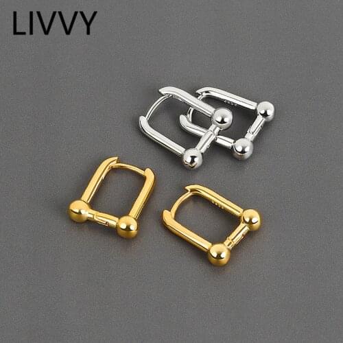 LIVVY Silver Color U-Shape Earrings for Women Creative Hoop Earrings Fine Jewelry Prevent Allergy 2021 Trend