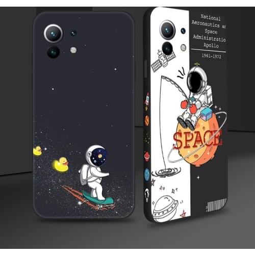 Cute Astronaut Phone Case For XiaoMi Mi 1 10T Pro 10 Ultra Side Print Soft Silicone Cover For Xiaomi 10 Lite 10S 11i