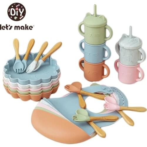 Baby Silicone Feeding Tableware Sets Waterproof Baby Cartoon Lion Dinner Plate Food Grade Silicone Dishes for Baby Tableware