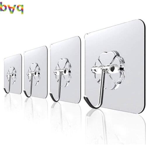 Wall Hook Transparent Suction Sucker Hanger Waterproof Adhesive Heavy Load Rack Stainless Steel Hook Cintre Key Holder Wall