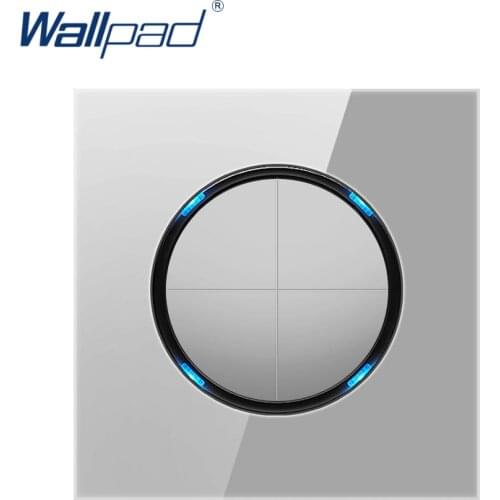 2019 Wallpad 4 Gang 2 Way Random Click Push Button Wall Light Switch With LED Indicator Grey Crystal Glass Panel 16A