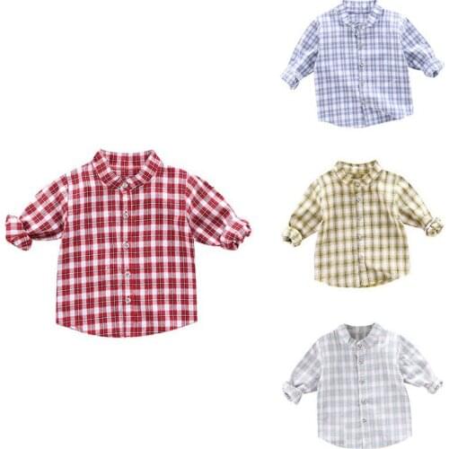 Autumn Kids Baby Boys Tops Long Sleeve Plaid Print Shirts Kids Tops Tees Shirts Casual Shirts Blouse