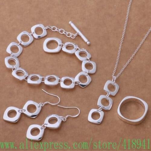 Silver plated Jewelry Sets Bracelet 163 + Necklace 239 + Earring 319 + Ring 244 /eeoamvva bfqajwxa AS220