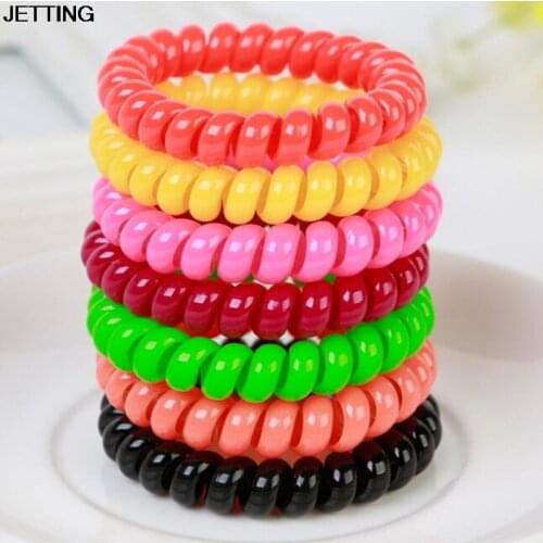 1Pcs New Wmen Lady Girl Black Elastic Girl Rubber Telephone Wire Style Hairband Hair Ties & Plastic Rope HairBand Accessories