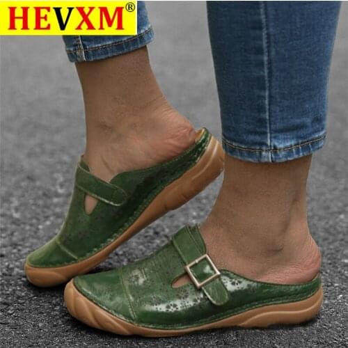 Woman Sandals 2020 Leather Platform Wedge Shoes Summer Retro Buckle Hollow Ladies Shoes Casual Ladies Sewing Shoes Slippers Girl