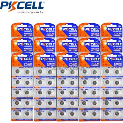 150Pcs 15Card PKCELL AG6 Alkaline Button Coin Batteries LR69 LR171 LR920 LR921 1.5V 32mAh For Watches Calculator