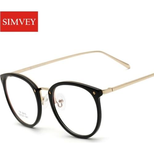 Simvey Vintage Optical Eyeglasses Frame Myopia Round Metal Clear Lens Glasses Women Oversized Spectacles Eye Glasses TR90