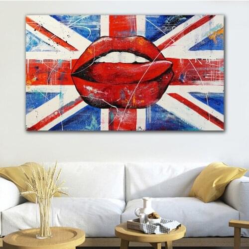 Modern Graffiti Canvas Art Red Lips Wall Painting for Bed Room Home Decor Pop Street Art picture No Frame