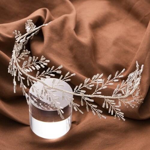 Wedding Headband Golden Sliver Glass Tube Handcrafted Headpiece Wedding Gift Accessories for Hot Sale Headdress 2021