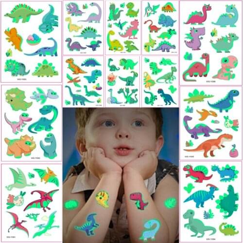 3D Luminous Dinosaur Tattoo Stickers Child Temporary Bronzing Tattoo Stickers Body Tatoo for Children Cute Tattoo Kids Tattoo