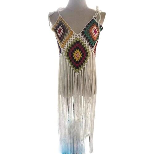 Long Tassels Camis Women Summer Crochet Tanks Women Long Tassels Camisole Tops