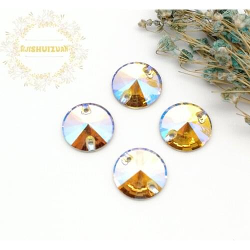 High-quality Heavens Light 001HL Round Crystal Glass Sew-on Rhinestones with two holes DIY wedding Dresses and Clothes