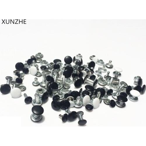 XUNZHE 100/set DIY Luggage Accessories Shoes Decorative Leather Clothing Accessories of black and white double-sided rivets