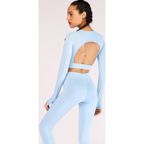 Womens Tracksuit Long Sleeve Sportswear Woman Gym Clothing Yoga Sets Yoga Leggings Backless Tops Women Gym Wear Workout Clothes