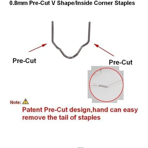 100 pcs 0.8mm Pre-Cut V Shape Staples/Inside Corner for Hot Stapler Plastic Repair Bumper Bodywork/Plastic Damage Repairs