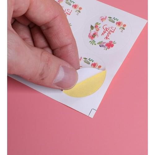 100pcs/lot Cute Thank you Wreath Handmade Self-adhesive Label Diy Baked Cake Gift Tag Seal