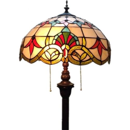 16" Vintage European Tiffany Baroque Glass Floor Lamp for Foyer Bed Room Apartment Glass Lighting Fixture H 165cm 1041