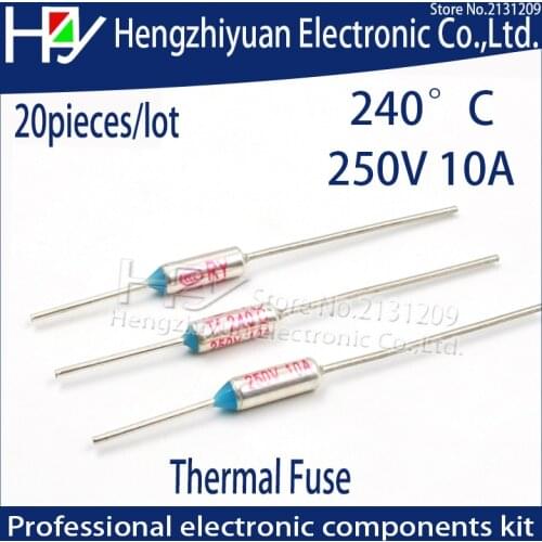20pcs/lot 2017 Hot SF240E TF 240 Celsius Circuit Cut Off Thermal Fuse 250V 10A Thermal links Micro Mini Electrical Temp