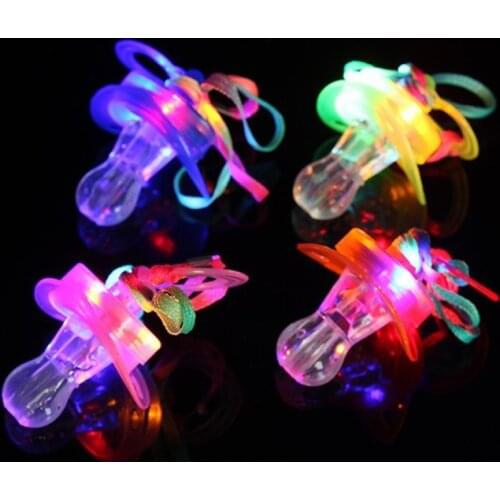 200Pcs/Lot Led Pacifier Whistle Light Necklaces Nipple Flashing Kids Toy For Christmas Bar Party Supplies Wholesale