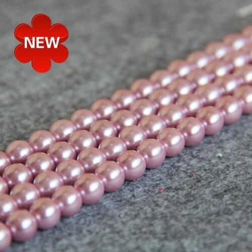 2021 New 8mm Pink Shell Pearl Beads SeaShell DIY Gifts For Women Girl Loose Beads Fashion Jewelry Making Design 16inch Wholesale