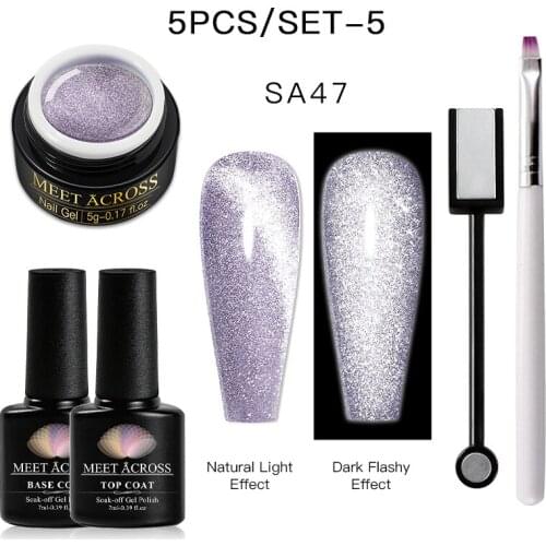 5/4pcs Nail Gel Polish Set 5ml Reflective Glitter Gel Lot Holo Reflective Glitter Cat Magnetic Gel Nail Polish Set for Nail