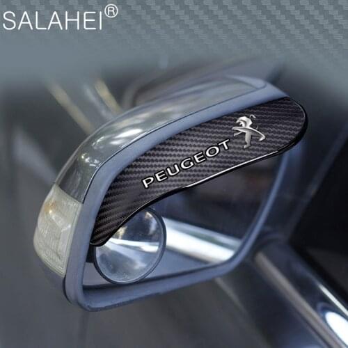 2PCS/set Car Side Rear View Mirror Car Rainproof Eyebrows Carbon Fiber For Peugeot 206 207 301 306 307 308 406 408 508 2008 3008