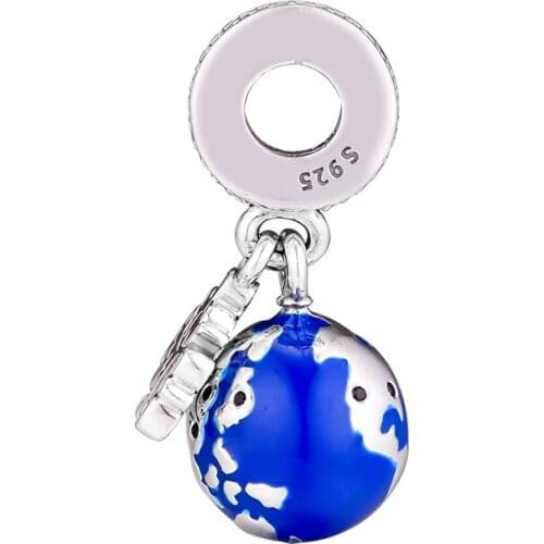 CKK Silver 925 Jewelry Fits Pandora Bracelets Mickey Globe Charm Beads Original Sterling Silver Making