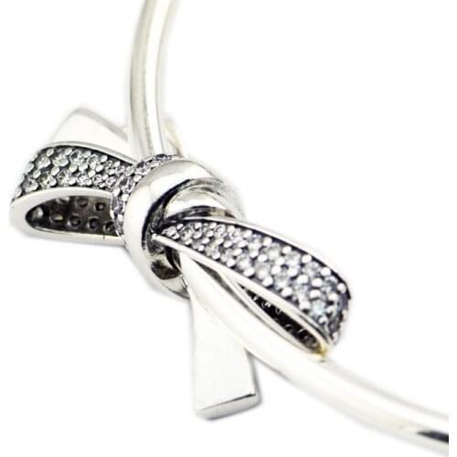 Brilliant Bow Charm Fit Original 925 Silver Bracelets Mothers Day Gift Fashion Beads For Woman Sterling Silver Jewelry