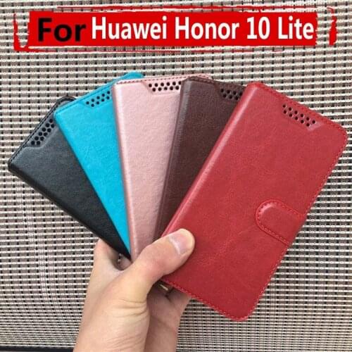 Flip Wallet Book Phone Case PU Leather Cover On For Huawei Honor 10 Lite 5.99 inch Leather Luxury With Magnet Wallet Case