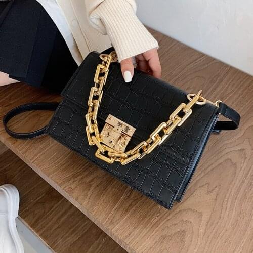 Crocodile Pattern Crossbody Bags For Women 2021 Small Chain Handbag Small Bag PU Leather Hand Bag Ladies Designer Shoulder Bags