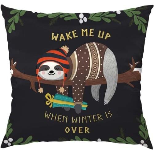 Sloth Pillow Home Decorative Throw Pillow Cover Case Baby Sloth Sleeping on the Tree Square Cushion Cover Pillow Cases for Men