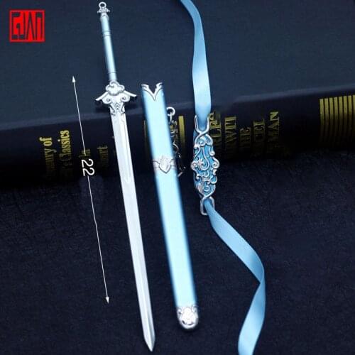 Alloy Sword Model Animation Magic Road Around Chen Qingling Sheath Knife Blue Zhan Wipe Forehead With Dust Sword Keychain