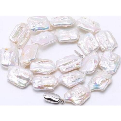 Natural 16x21 mm White Unique Shape Baroque Freshwater Pearl Necklace 18"36"