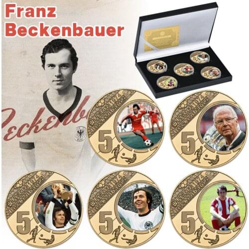 German Great Footballer Gold Plated Commemorative Coin Set with Coin Holder European Football Souvenir Coin Sports Birthday Gift