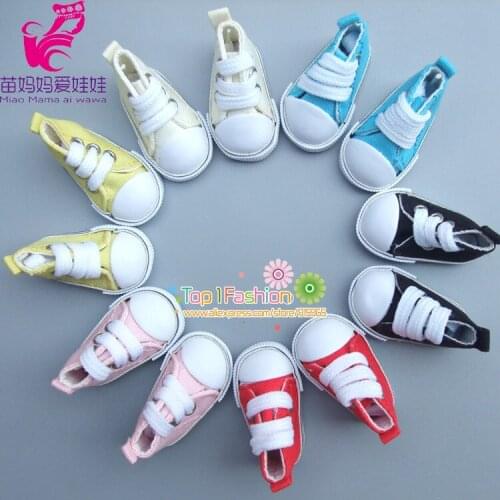 One pair Assorted Color 5cm Canvas Shoes For BJD Doll Fashion Mini Toy Shoes Sneaker Bjd Doll Shoes for Russian Doll Accessories