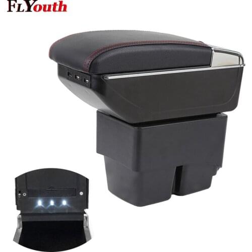 Armrest Box For Ford Fiesta 3 MK7 MK 7 2009-2017 USB Charging Car Arm Rest Rotatable Centre Console Storage Box Car Styling