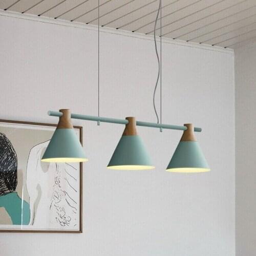 Modern iron 3heads yellow/gray/ blue pendant light study Macarons Restaurant Bar inline Chandel lighting pendant lamps ZA925435