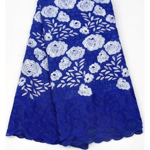 Polish Lace Fabric High Quality For Men Blue Swiss Voile Lace In Switzerland Nigerian Dry Swiss Voile Lace Material ZDDYS27-3