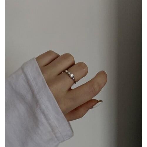 Minimalist Thin Bling Cubic Zirconia Knuckle Adjustable Index Finger 925 Sterling Silver Rings For Women Simple Elegant Jewelry