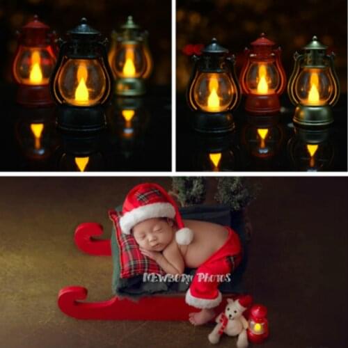 Newborn Photography Props Mini Horse Race Lamp Infant Shoot Accessories Baby Photo Decorations Retro Lamp Creative Props