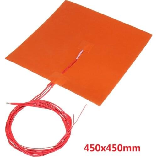 Silicone Heating Pad 450x450mm 220v@1400w with NTC 100K, 3M for 3D Printer Heated Bed with One Hole Diameter 15mm in the Center