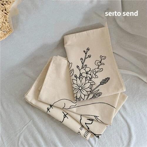 Nordic Ins Cloth Wall HangingTapestry Flower Korean Fabric Hand-drawn Dorm Room Decor Napkin Tapestry Apartment Bohemian #4