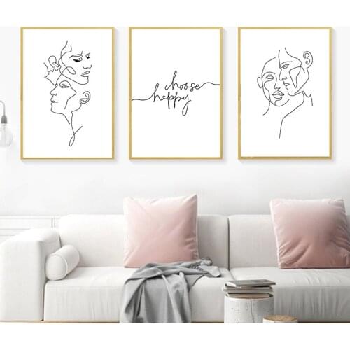 Nordic Minimalist Line Drawing Woman Body Nude Posters And Prints Wall Canvas Art Paintings Wall Pictures For Bedroom Decor