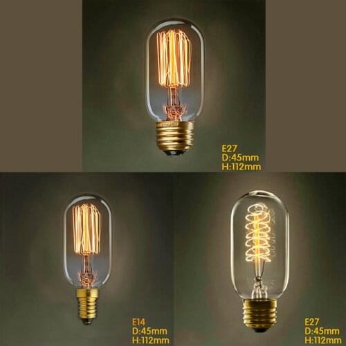 T45 vintage edison bulb Tungsten 220V-240V 40W E27 antique edison bulb