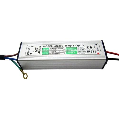 36W High Power IP67 Waterproof Led Driver AC85-265V 36-63V 600MA Led Lighting Transformers (12-18) Series 2 Parallel Connection