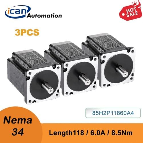 ICAN Nema 34 8.5Nm 6.0A 118mm High Speed Stepper Motor