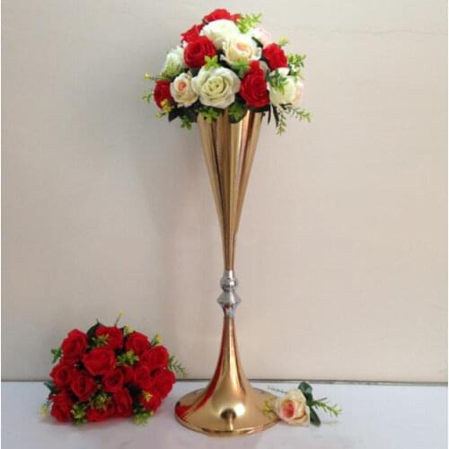 12pcs )Wholesale Wedding Tall Metal Table Centerpiece Stands Flower Vase Stand Gold Column Decoration senyu1457