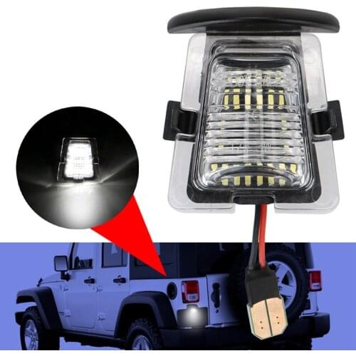 2PCS Car License Light Modification LED Brighten Auto License Plate Lamp for Jeep Wrangler 2007-2018