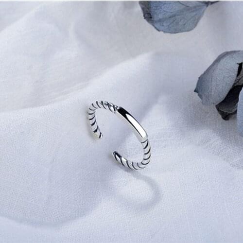 2019 Hot Sale Engraved Pattern 925 Sterling Silver Finger Rings For Women Engagement Adjustable Twist Ring Party Gifts Wholesale