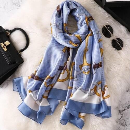 2021 Classic women silk scarf female scarves fashion ladies beach wrap chiffon shawl sunscreen soft bandanna foulard muffler